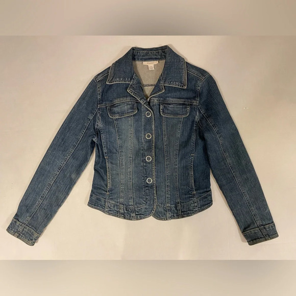 Dressbarn V-neck Snap Closure Denim Jean Jacket Size Small - Picture 9 of 9